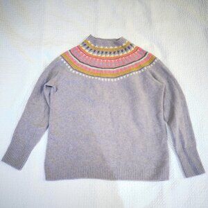 J.CREW x HARLEY of SCOTLAND Grey Fair Isle Sweater 100% Lambswool